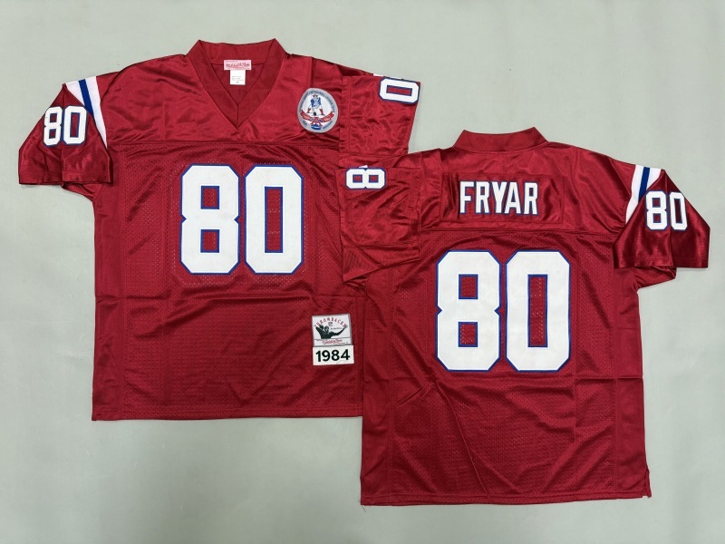 Men 2025 New England Patriots 80 Fryar red Throwback Limited NFL Jersey style 001